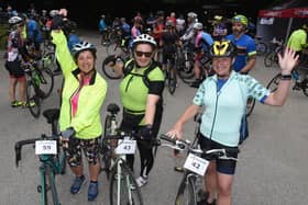 Gill Morgan, Vikki Hodkinson and Kath Pearson ready to ride