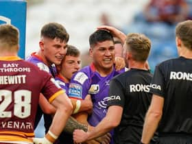 Mitch Clark celebrates his breakthrough try