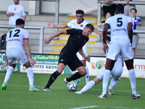 Charlie Wyke in action for Latics at Fylde