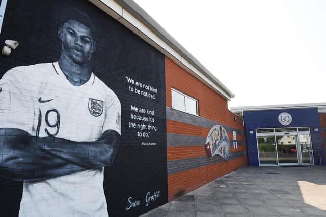The mural of Marcus Rashford at Hindley Junior and Infant School