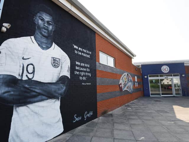 The mural of Marcus Rashford at Hindley Junior and Infant School