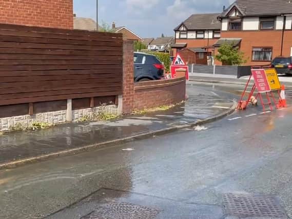 The water leak on Anthorn Road in Winstanley