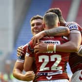 Jake Bibby after scoring one of his hat-trick of tries against Wakefield