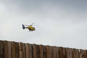 The air ambulance spotted in Wigan on Monday morning