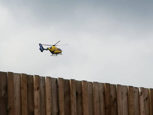The air ambulance spotted in Wigan on Monday morning