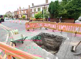 The sinkhole on Springfield Road in Wigan