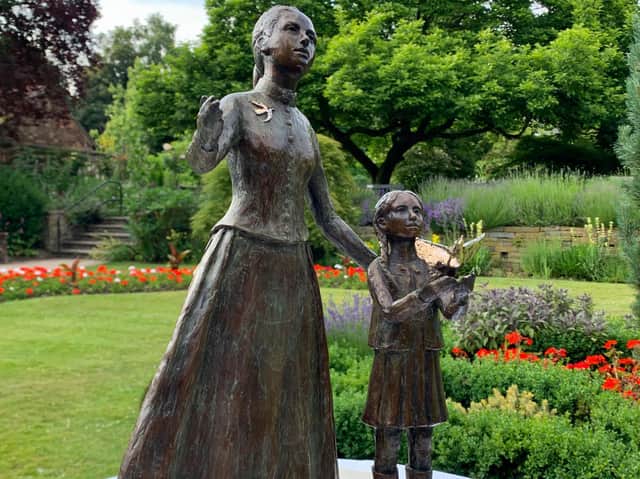 Clare Abbatts design for the statue of Emily Williamson. Emily was the Lancaster-born founder of the RSPB. The design is one of four maquettes which will tour RSPB reserves around the country to enable the public to see them and vote on their favourite. The winner could be placed in Emily's marital home in Manchester