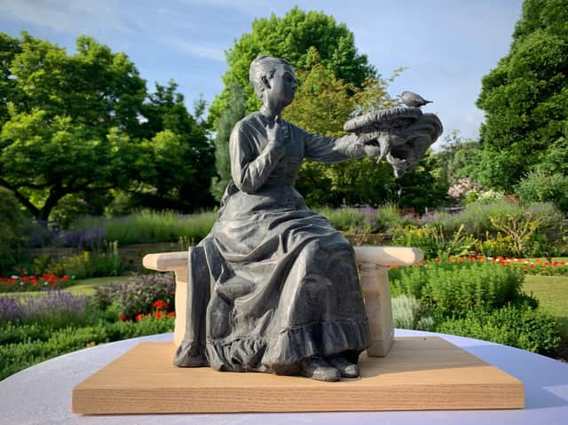 Billie Bonds design for the statue of Emily Williamson. Emily was the Lancaster-born founder of the RSPB. The design is one of four maquettes which will tour RSPB reserves around the country to enable the public to see them and vote on their favourite. The winner could be placed in Emily's marital home in Manchester