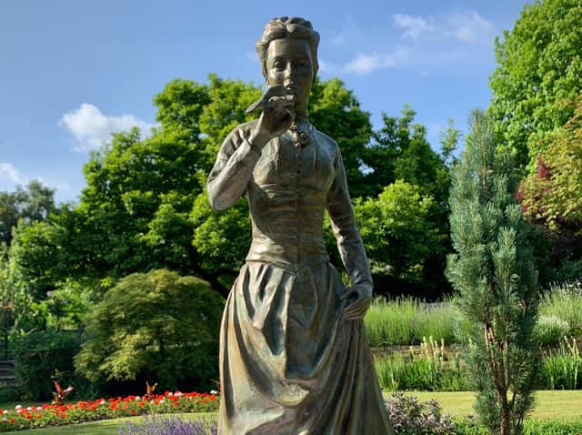 Laury Dizengremels design for the statue of Emily Williamson.
Emily was the Lancaster-born founder of the RSPB. The design is one of four maquettes which will tour RSPB reserves around the country to enable the public to see them and vote on their favourite. The winner could be placed in Emily's marital home in Manchester