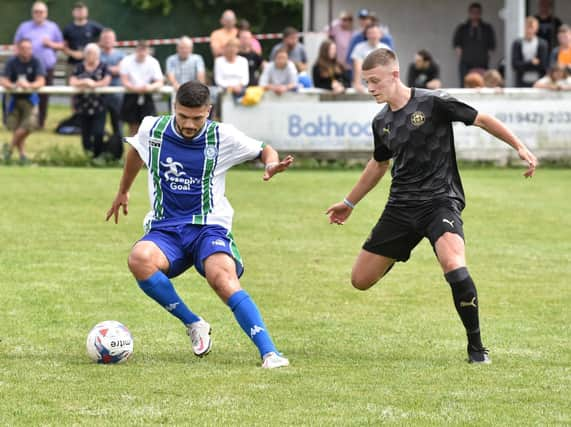 Sam Morsy in action for the Latics Legends during the annual Joseph's Goal fundraiser at Ashton Town