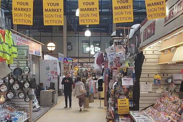 The signs at the market
