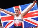 Chorley's Bronze medal winner Holly Bradshaw of Team Great Britain celebrates after the Women's Pole Vault Final at the Tokyo 2020 Olympic Games