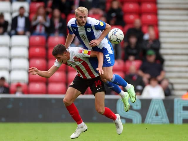 Jack Whatmough wins the ball at Sunderland