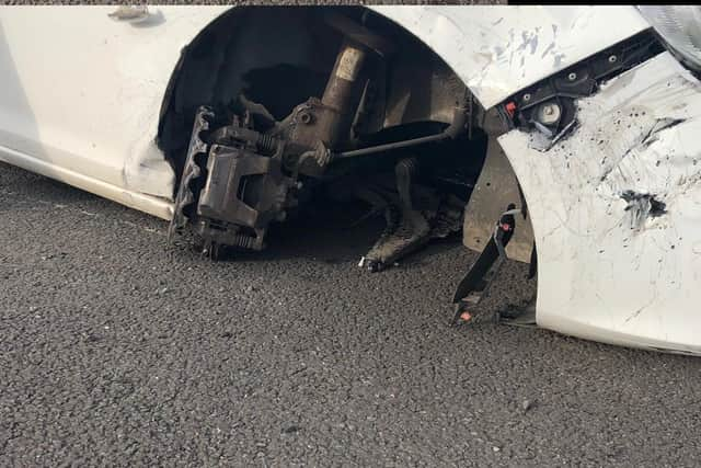 Stunned officers saw sparks flying off the road