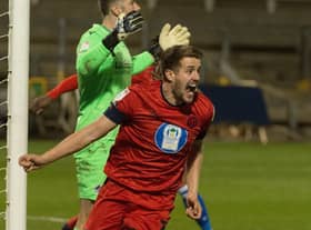 Scott Wootton scores a late winner at Bristol Rovers earlier this year
