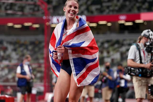 Keely Hodgkinson celebrates her silver-medal success