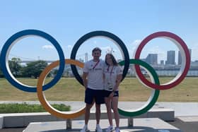 Harry Coppell and Emily Borthwick in Tokyo. Picture: Twitter/EmilyBorthwick