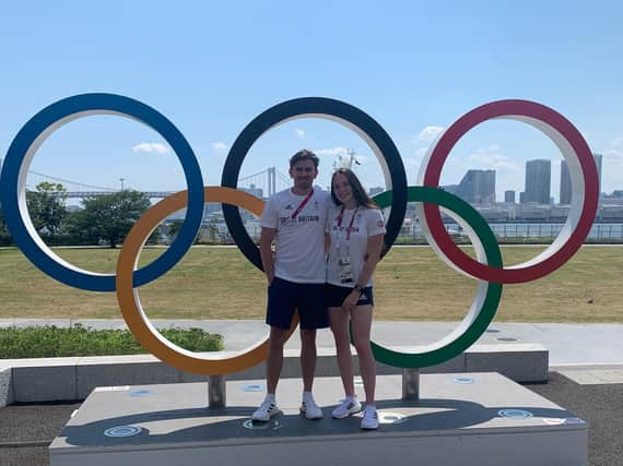 Harry Coppell and Emily Borthwick in Tokyo. Picture: Twitter/EmilyBorthwick