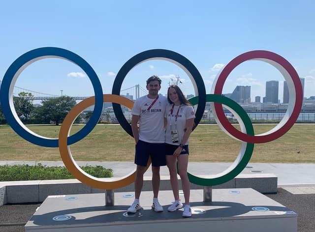 Harry Coppell and Emily Borthwick in Tokyo. Picture: Twitter/EmilyBorthwick