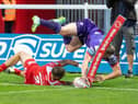 Liam Marshall's spectacular finish for his second try. Picture: SWPix