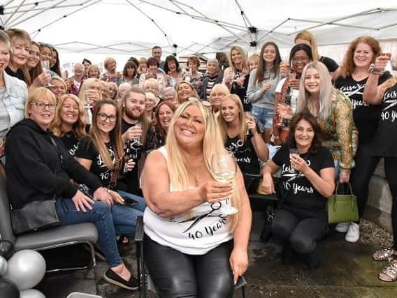 Hairdresser Leisa Sudell (front) celebrates 40 years in the business at the I D Hair Studio in Hindley