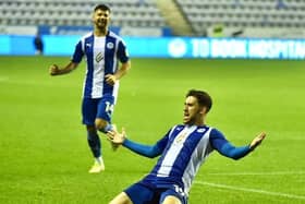 Callum Lang celebrates his goal