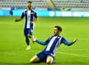 Callum Lang celebrates his goal