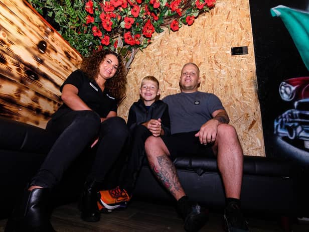 Lauren Boston, Cameron Williamson and owner Gaz Wilkinson inside Chapos El Campeón