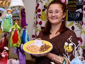 Lizzie Baxendale from Connie Craft Studio with fudge for sale.