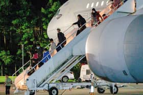 Afghan evacuees arrive at RAF Brize Norton