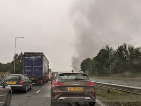 A vehicle has caught fire on the M6 near Wigan
