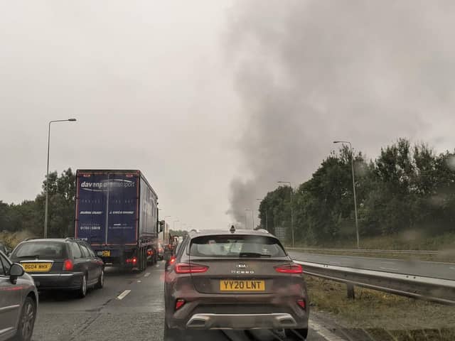 A vehicle has caught fire on the M6 near Wigan