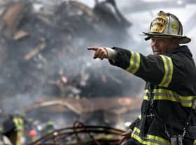 A firefighter is seen in the aftermath of the World Trade Centre attacks on September 11, 2001