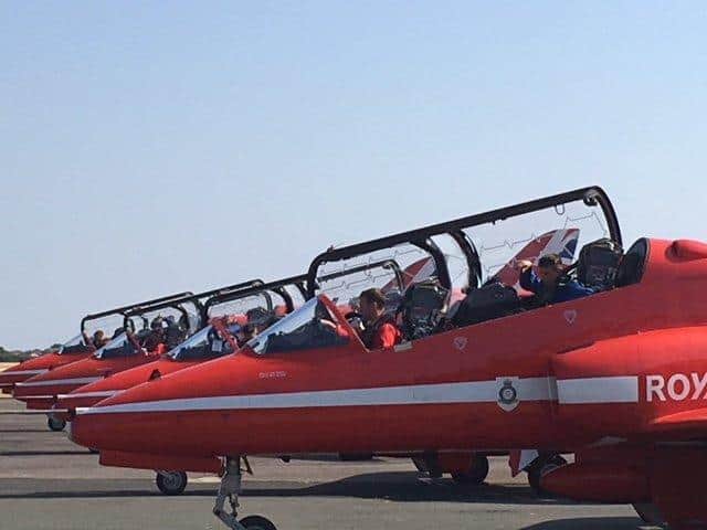 The aircraft will stop over at Squires Gate on their way to the Isle of Man