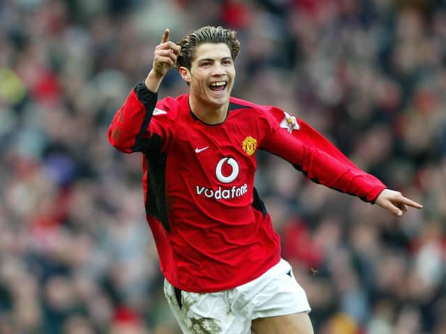 File photo dated 20-03-2004 of Manchester United's Cristiano Ronaldo celebrates scoring