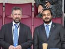 Talal al Hammad, right, with chief executive Mal Brannigan at the DW Stadium