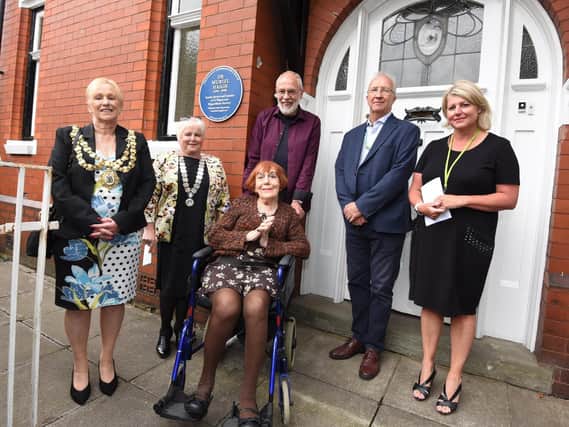Mayor of Wigan Coun Yvonne Klieve, Angela Holmes, president of Wigan Soroptimist, Sheila Haigh, Dr Haigh's daughter-in-law, Ian Parrington, Dr Haigh's cousin, Coun David Molyneux, leader of Wigan Council, Alison Mckenzie Folan, the council's chief executive