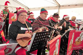 Wigan Ukulele Band at the 2019 Christmas market