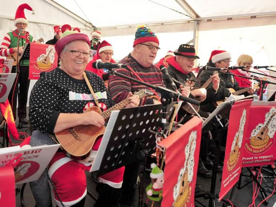 Wigan Ukulele Band at the 2019 Christmas market