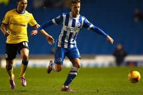 Joe Bennett playing against Latics during a loan spell at Brighton