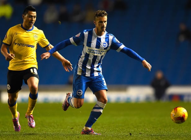 Joe Bennett playing against Latics during a loan spell at Brighton