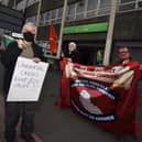 Protestors Barry Conway, Jim Ellis and Dave Lowe