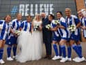 The bride, the groom and their footballing retinue