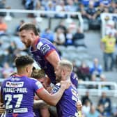 Celebrating Ethan Havard's first-half try