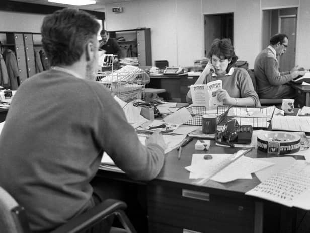 Janet in her sub-editing days at the Wigan Observer in the 1980s