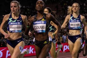 Keely Hodgkinson on her way to victory at the Zurich Diamond League