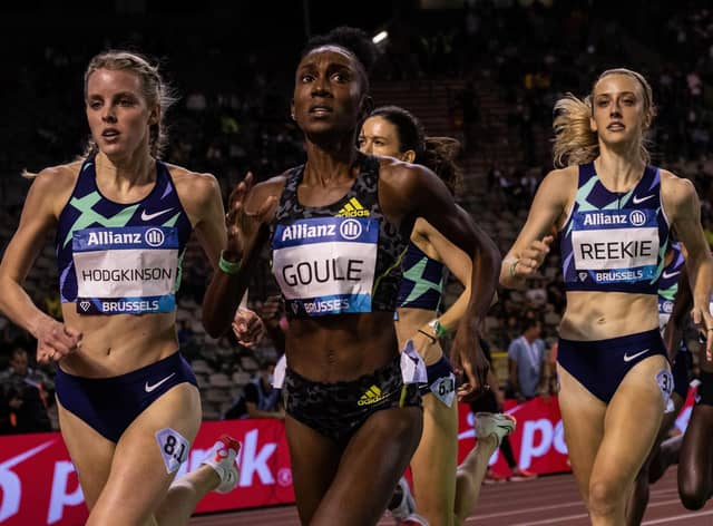 Keely Hodgkinson on her way to victory at the Zurich Diamond League