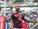 Zak Hardaker celebrates his try