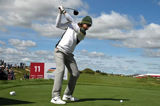 Tommy Fleetwood on the 11th tee during the third preview day of the 43rd Ryder Cup at Whistling Straits