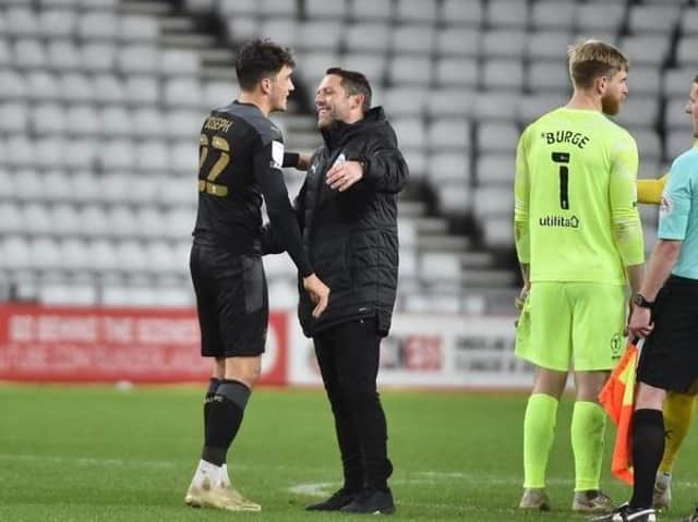 Leam Richardson with Kyle Joseph at Sunderland last season